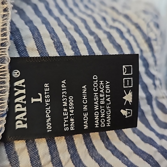 Off Shoulder Blue and White Stripped Crop Top Size L - Picture 4 of 6